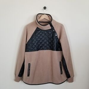 Abercrombie & Fitch Fleece Quilted Faux Leather Pullover Large